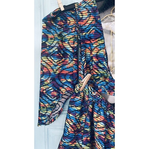 Multicolored Trippy 4Pc  Upcycled Festival Rave Fit  L XL Skirt Top Sleeves - Picture 7 of 10